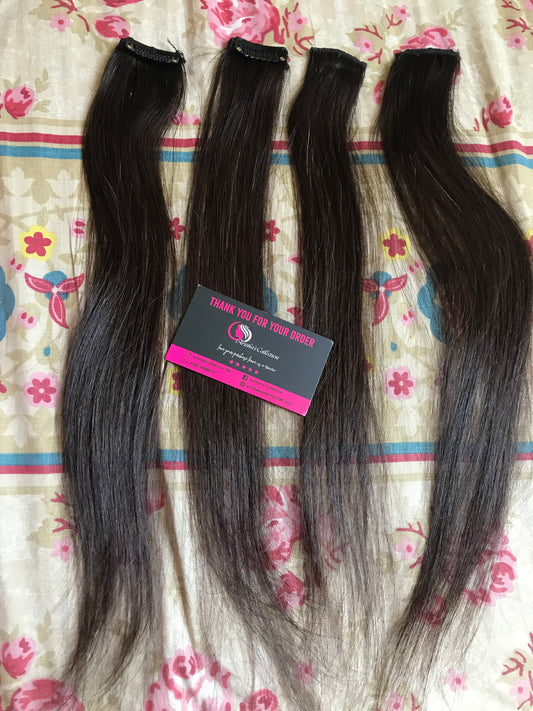 Clip On Extensions Human Hairs (16 Inches)single piece