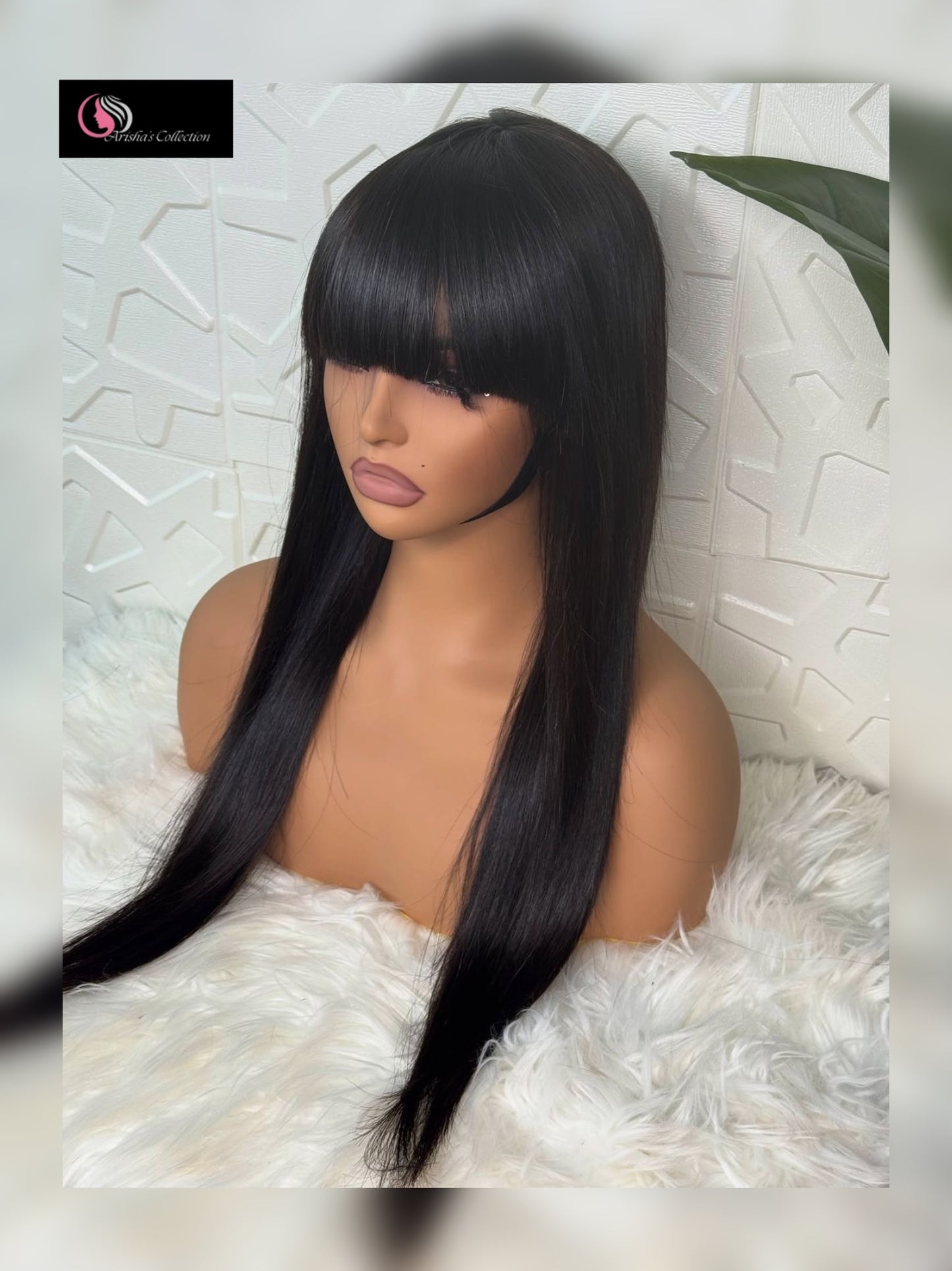 Full head Straight Wig With Bangs (Natural Color)