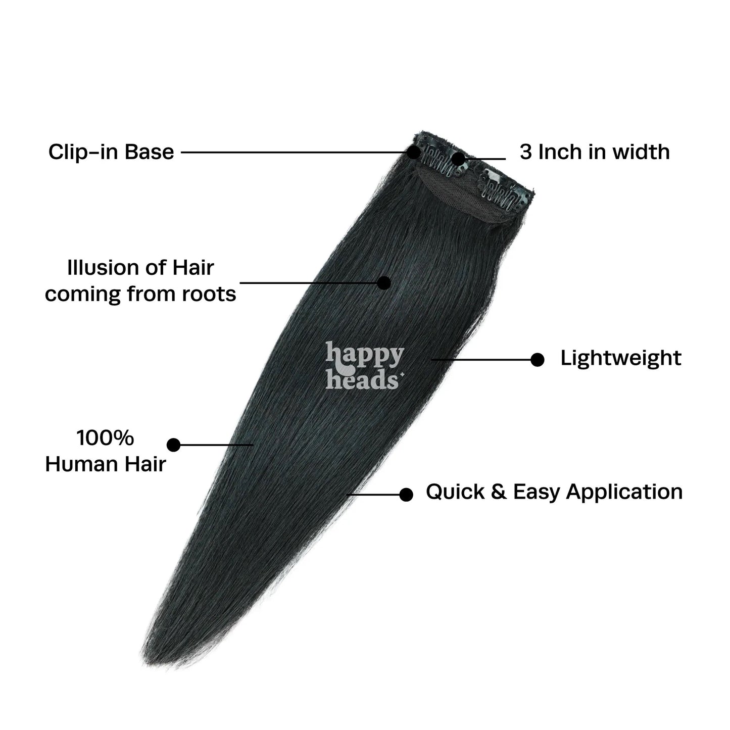 Clip On Extensions Human Hairs (16 Inches)single piece